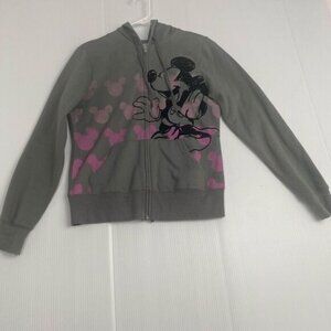 Walt Disney World Disneyland Mickey Mouse Gray Zip-Up Sweatshirt Large.Hoddie